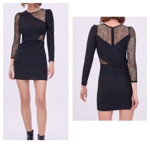 ZARA BLACK LACE CUT MINI DRESS SZ M